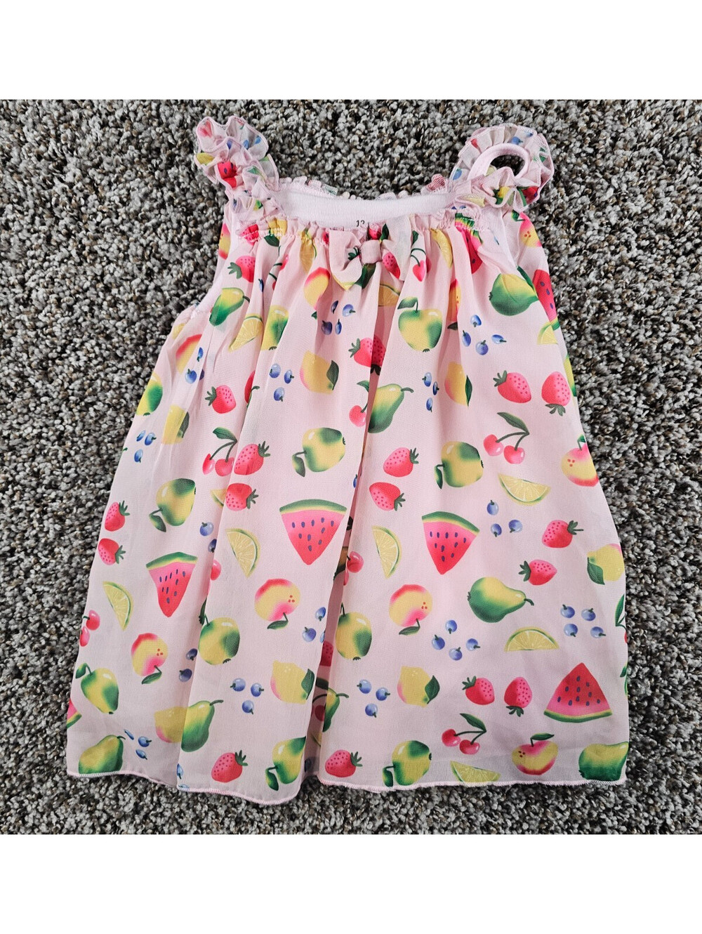 Baby Starters Girls Sz 12M Sleeveless Summer Dress All Over Fruit Print